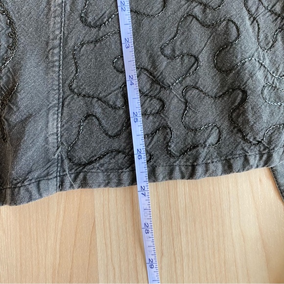 Tradition collection vintage 90s boho embroidered green short sleeve top - Picture 8 of 8